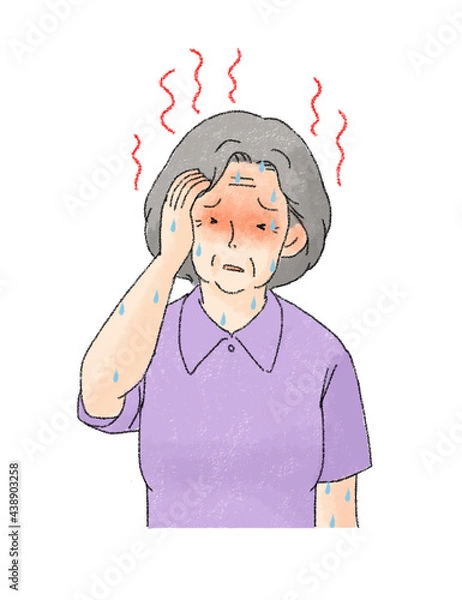 Obraz 熱中症（発熱して具合の悪いおばあさん）