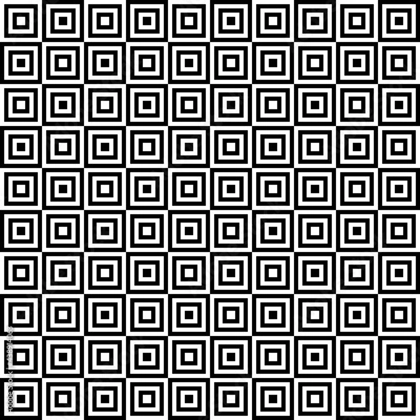 Fototapeta concentric black and white squares, seamless monochrome vector pattern