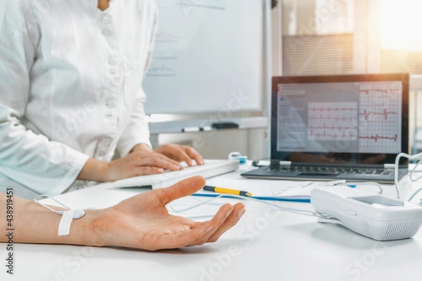 Obraz Biofeedback Therapy Measuring HRV or Heart Rate Variability.