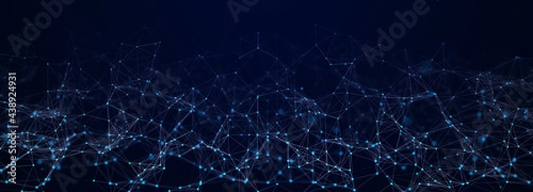 Fototapeta Abstract digital background of points and lines. Plexus. Big data. Network or connection. Abstract technology science background. 3d rendering