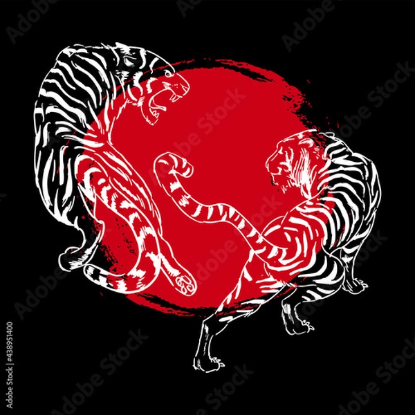Obraz two tigers symbol design
