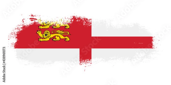 Fototapeta Stain brush stroke flag of Sark country with abstract banner concept background