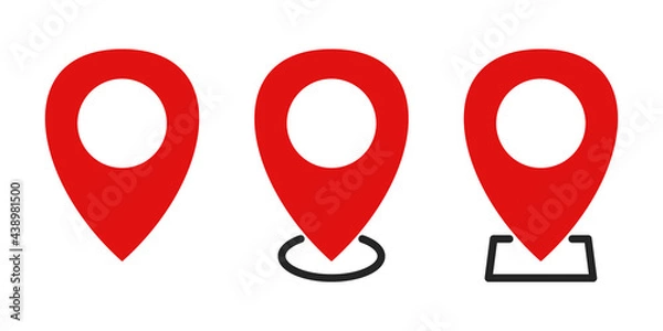 Fototapeta Red map pin. Set of location icons. Flat style map marker icon. Vector