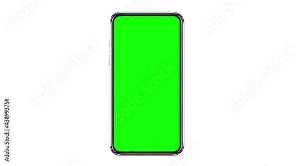 Obraz Smartphone with blank green screen, front view, isolated on white background. 3d rendering