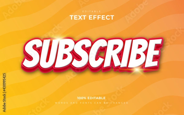 Fototapeta Editable 3d subscribe text style effect