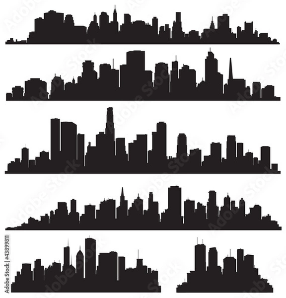 Obraz Set of vector cities silhouette