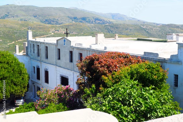 Fototapeta monastery of Zoodochou Pigis near Batsi, on the famous island of Andros, in the heart of the Cyclades and the Aegean Sea