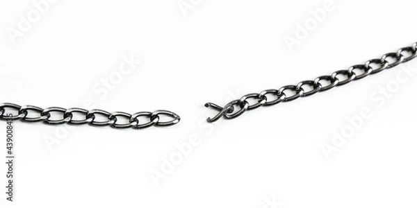 Fototapeta broken chain on white background 