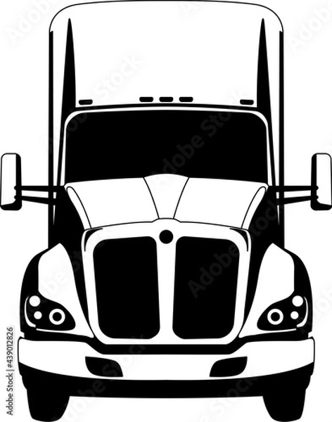 Fototapeta semi truck, vector illustration,flat style, front 