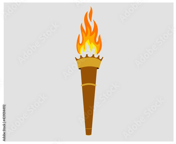 Fototapeta torch Brown icon flame vector illustration abstract design with Background Gray