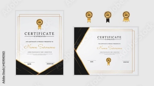 Obraz Modern black and gold certificate