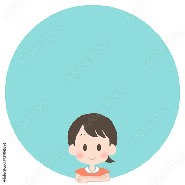 Obraz 笑顔の女の子とフレームのイラスト