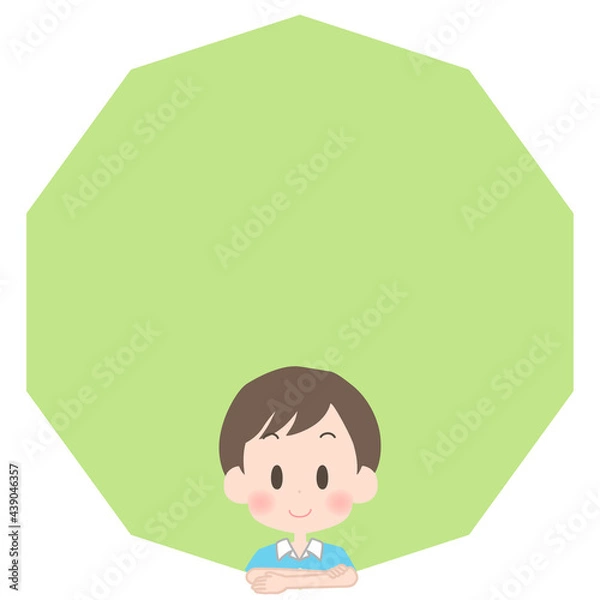 Obraz 笑顔の男の子とフレームのイラスト