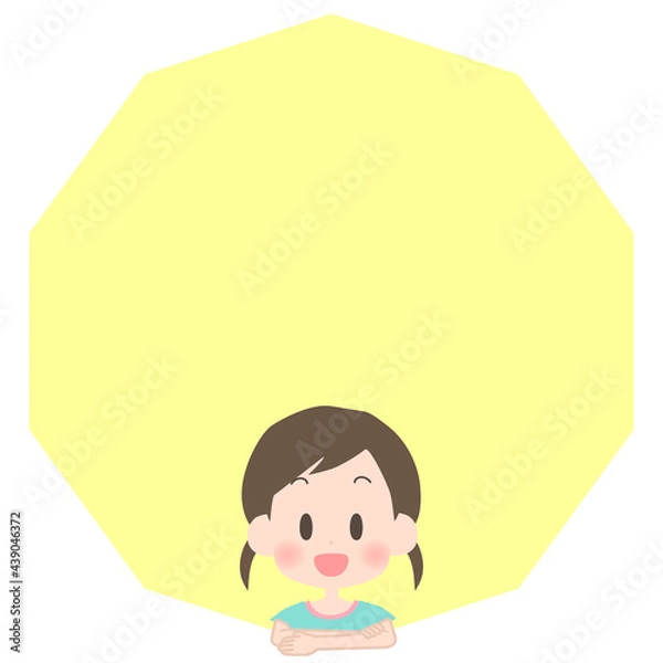 Obraz 笑顔の女の子とフレームのイラスト