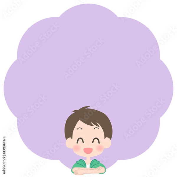 Obraz 笑顔の男の子とフレームのイラスト