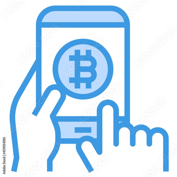 Fototapeta Bitcoin blue line icon