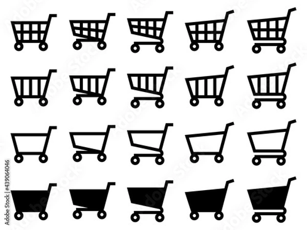 Obraz 汎用ショッピングカートアイコンセット【ネット通販/シンプルイラスト】