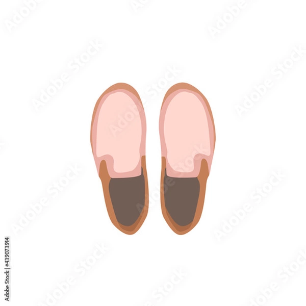 Fototapeta Women's summer shoes collection. Top view.  Female flip flops, shoes, sneakers. Hand draw vector illustration