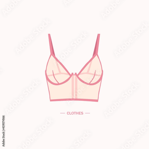 Fototapeta Trendy female underwear set. Panties and bras. Modern hand drawn colorful collection of women's underwear.  Sensuality and femininity concept. Vector illustration