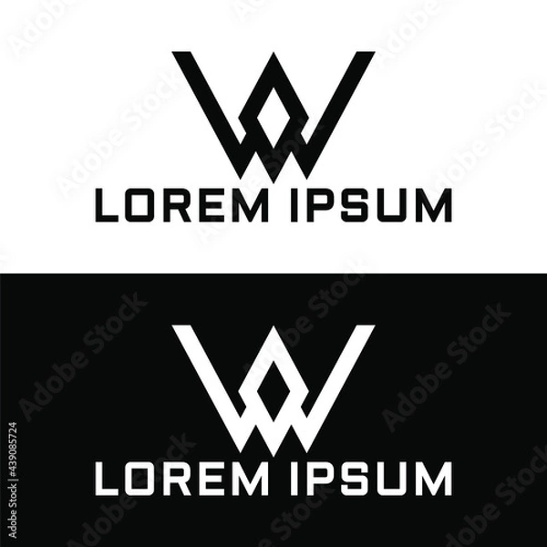 Fototapeta Creative, simple and elegant Initial letter W crown diamond logo template in flat design monogram illustration