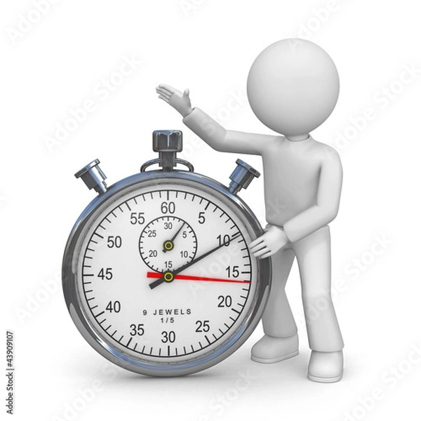 Obraz man stopping huge stopwatch