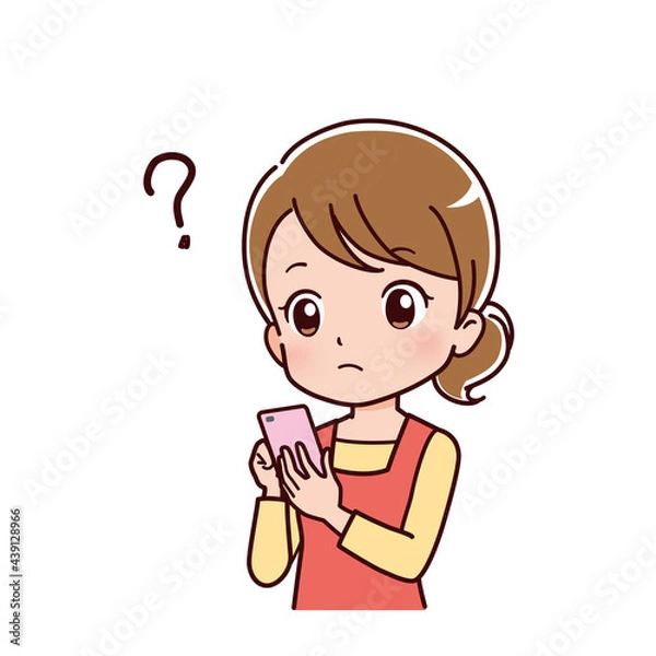 Fototapeta スマホを使う女性のイラスト