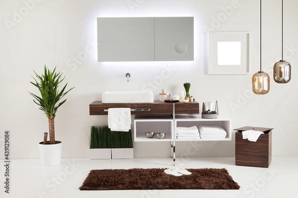 Obraz modern wall clean bathroom style and interior decorative design, modern lamp