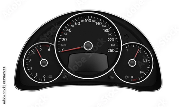 Obraz Car dashboard auto speedometer panel isolated on white background