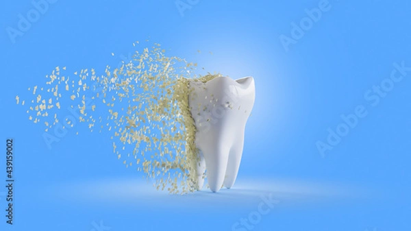 Fototapeta Dirt flies from the tooth. Render 3d illustration