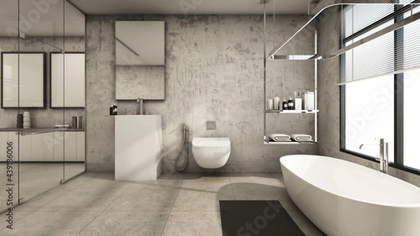 Obraz Bathroom design Modern and Loft - 3D render