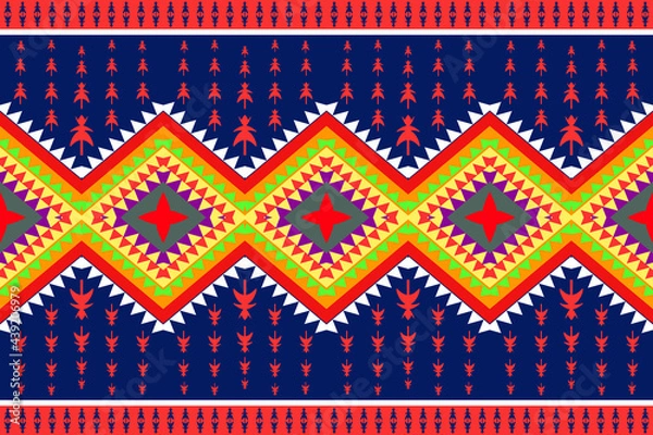Obraz ethnic seamless pattern traditional background Design for carpet,wallpaper,clothing,wrapping,batik,fabric,Vector illustration embroidery style.