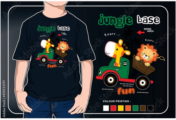 Obraz jungle base cute driver, vector animal cartoon illustration design graphic for printing