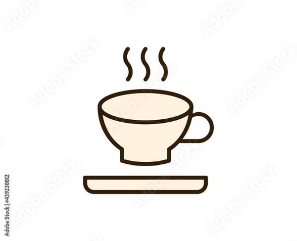 Fototapeta Cup of tea or coffee flat icon. Single high quality outline symbol for web design or mobile app.  Holidays thin line signs for design logo, visit card, etc. Outline pictogram EPS10