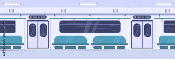 Fototapeta Empty public transport. City travel, urban journey vehicle service. Comfy transportation