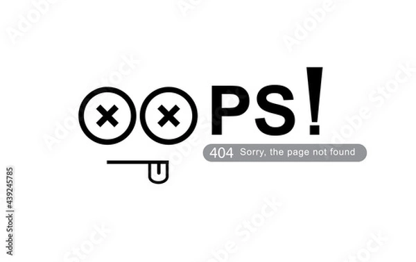 Fototapeta Modern minimal not found error icon oops page not found. 404 Error the page not found with Concept cartoon cut theme web banner, Link to empty non existent page. workers repairs website