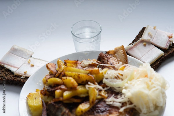 Fototapeta fried potatoes with bacon