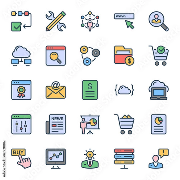 Fototapeta Filled outline icons for SEO & Web.