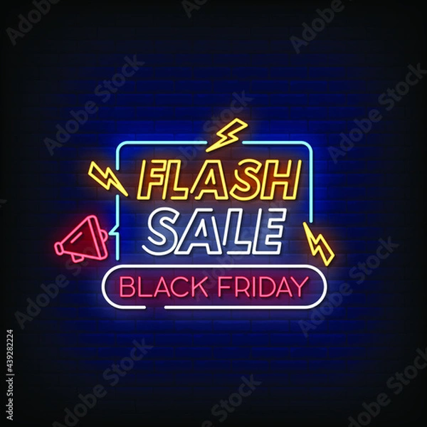Obraz Flash Sale Black Friday Neon Signs Style Text Vector