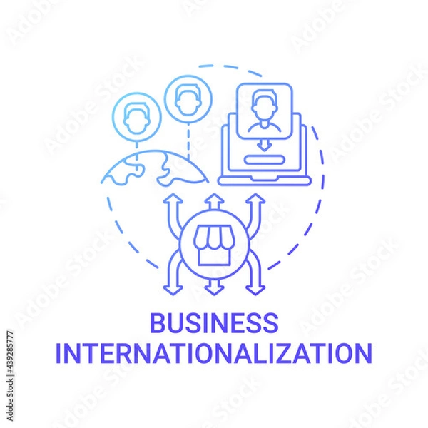 Fototapeta Business internationalization concept icon. Marketplace benefit abstract idea thin line illustration. Opportunity for e-commerce. Company image improvement. Vector isolated outline color drawing