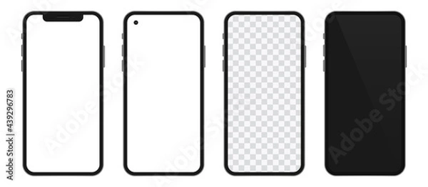 Fototapeta Realistic templates of modern smartphone. Vector phone mockup set.
