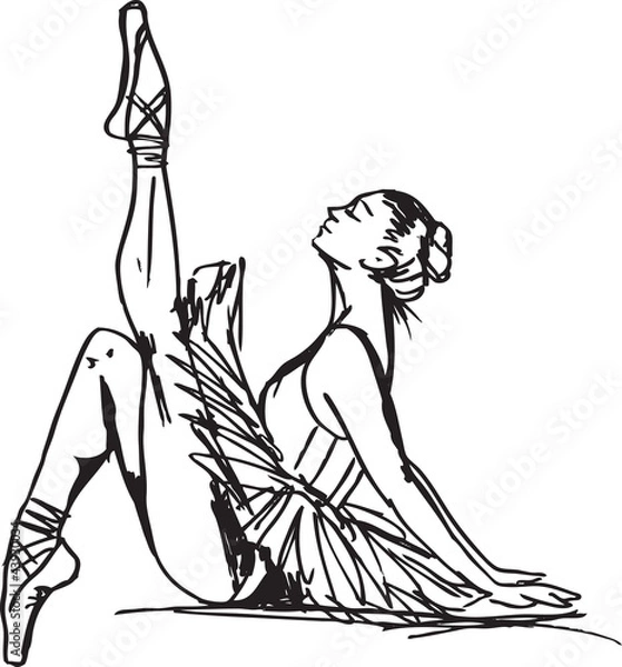Fototapeta Sketch of ballet dancer. vector illustration