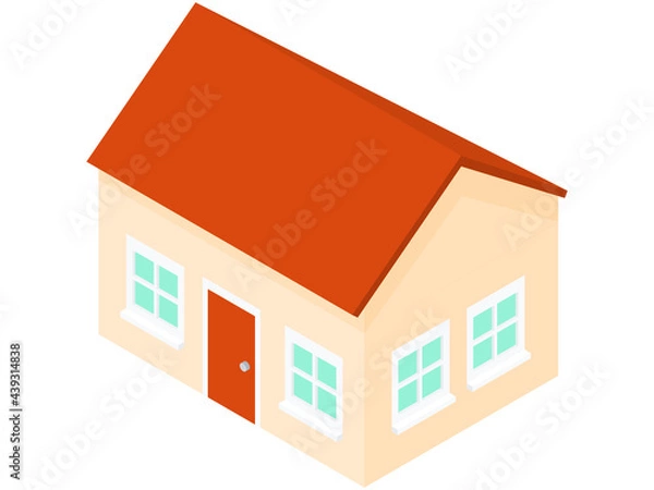 Obraz Simple Flat Isometric Orange Color House Vector Illustration Icon