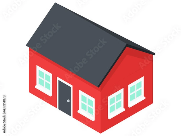 Obraz Simple Flat Isometric Red Color House Vector Illustration Icon