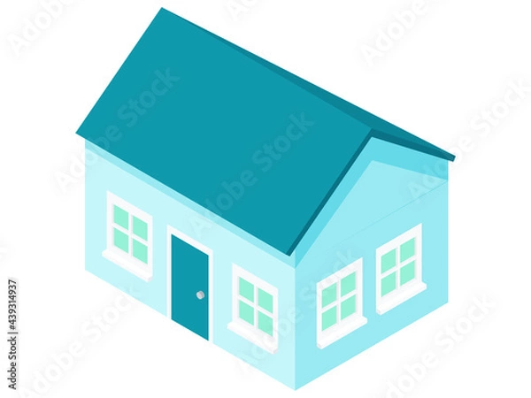 Obraz Simple Flat Isometric Blue Color House Vector Illustration Icon