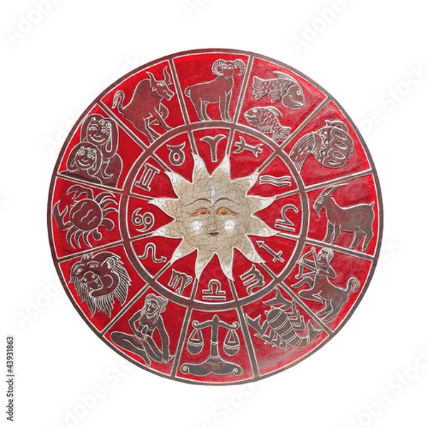 Obraz Red horoscope wheel