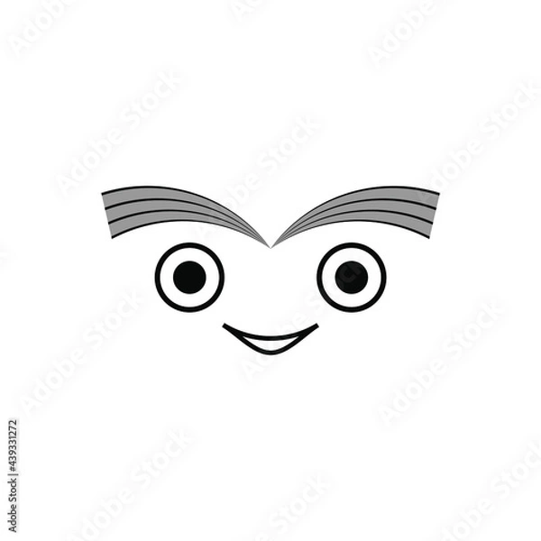 Fototapeta Creative cute happy face smile expression man or women cartoon logo template in flat design monogram illustration