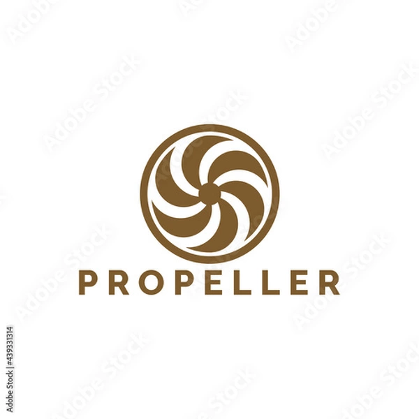 Fototapeta Circle swirl rotate air propeller techonology logo template in flat design monogram illustration  