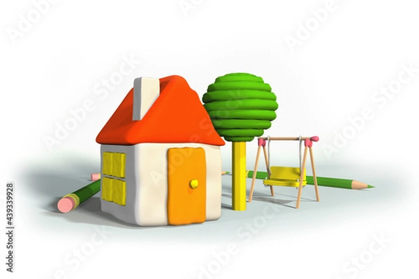 Obraz Maison 3D en pâte à modeler