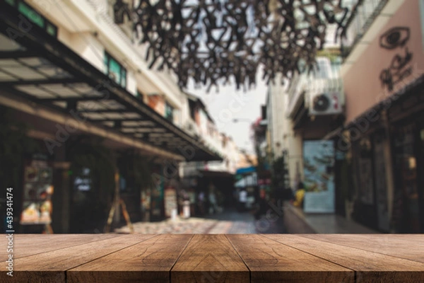Obraz 3D rendering, wooden top table on isolate blurred background