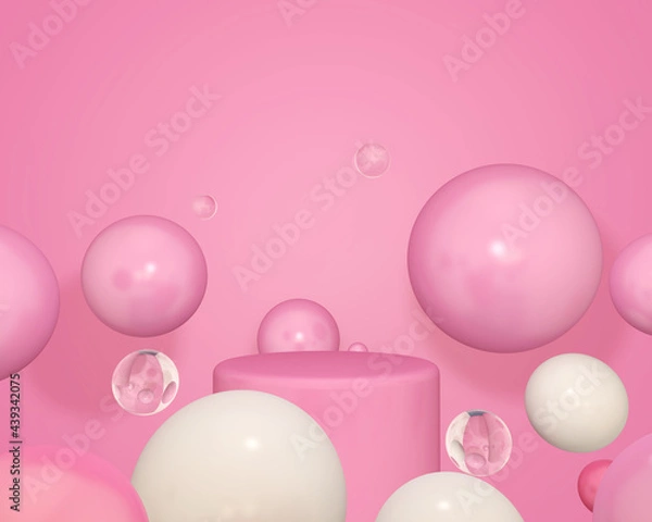 Obraz Background rendering with 3d podium and wall scene abstract background. 3D illustration, 3D rendering